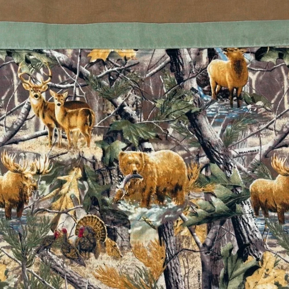 Realtree APG Camo Wildlife Valance Deer Bear Moose Cabin Decor 42x17